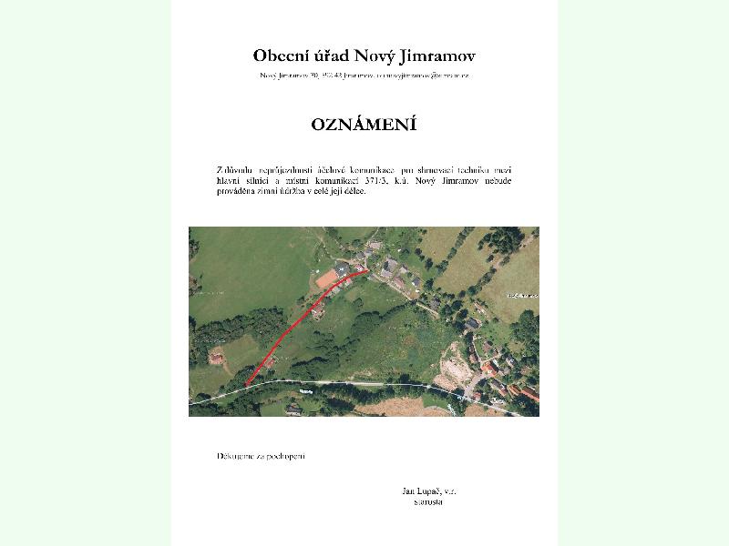 Omezení zimní údržby obce